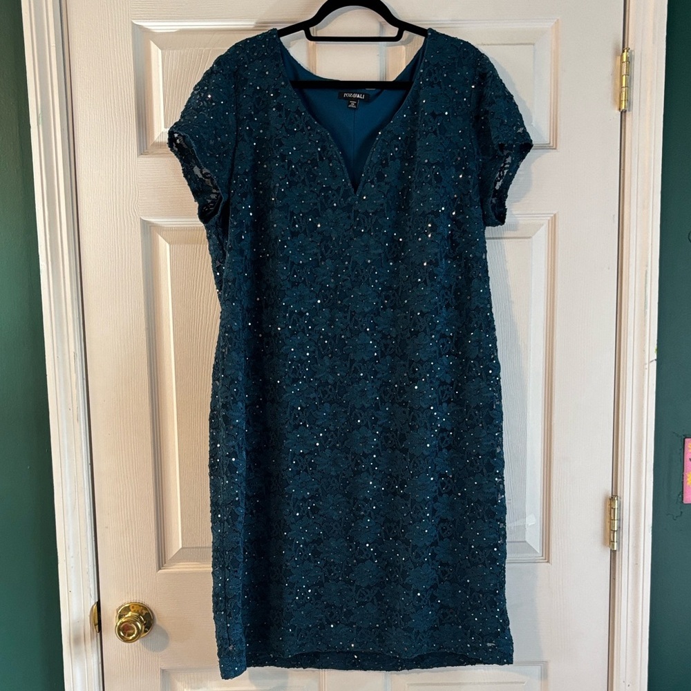 Roz & Ali Elegant Teal Sequin Dress